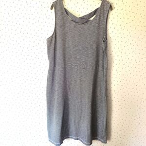 Talbots Sleeveless Dress 2X Black White Striped A-Line Coastal Lounge Activewear